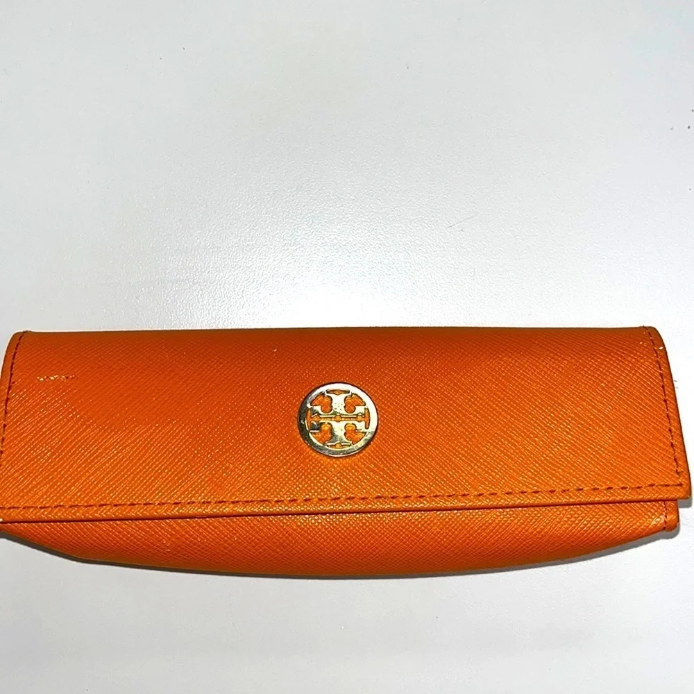 Tory Burch eyeglass semi soft case, Orange